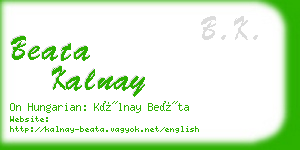 beata kalnay business card